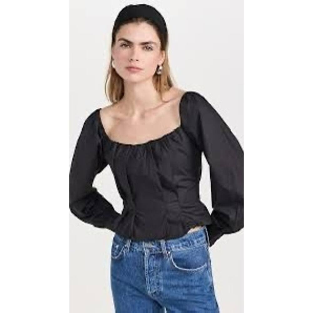 Black off Shoulder Free People Peasant Top SZ S